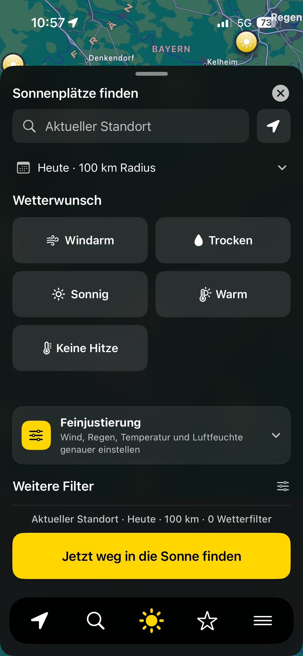 SunLine Suchergebnisse mit Wetterwerten